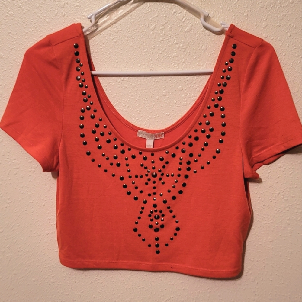 Dillard's GB Orange Crop Top, New with Tags, Large